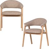 WOOOD Tunar Eetkamerstoel Met Armleuning - Eiken Hout - Naturel - Set van 2