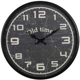 Ostaria Wandklok/muur klok - Old Times - Dia 30 cm - metaal - zwart
