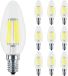 BES LED Voordeelpak 10x LED Lamp E14 Kaars Filament - Brinton - Helder 4W 470lm - 830 Warm Wit 3000K - C35 - CLR - Dimbaar | Vervangt 40W