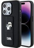 Karl Lagerfeld iPhone 15 Pro Serie - Beschermhoes - Zwart - Gripstand