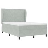 vidaXL Boxspring Bed met Hoofdeinde Lichtgrijs Fluweel 200 x 160 cm
