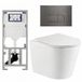 QeramiQ Dely Toiletset - 36.3x51.7cm - diepspoel - rimless - Geberit UP320 inbouwreservoir - met Burda frame - softclose toiletzitting - gunmetal bedieningsplaat - rechtehoekige knoppen - glans wit
