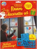 Merkloos Sint Raam Decoratieset - 3 Sheets A4 - Inclusief 4 Stiften