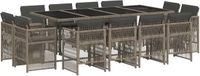 vidaXL 13-delige Tuinset met kussens, polyrattan, grijs