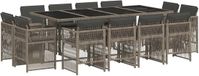 vidaXL 13-delige Tuinset met kussens, polyrattan, grijs
