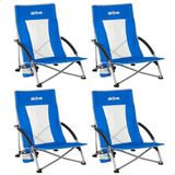 AKTIVE 85512 Opvouwbare strandstoelen, 4 stuks, 50 x 51 x 67 cm, stalen frame, ademend polyesterweefsel, zijonderzetters, draagtas met schouderriem, licht en robuust