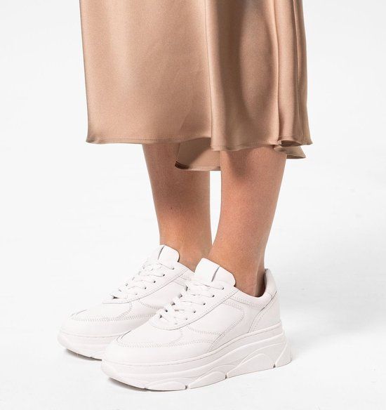 Manfield Dames Witte Leren Sneakers Maat 41 - 2165016