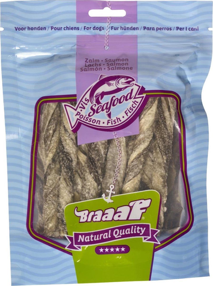 Braaaf Vissnacks Zalmhuid Sticks 70 gr