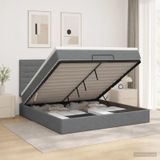 Prolenta Maison Exclusive - Lit Ottoman avec matelas, gris foncé, 140 x 190 cm, revêtement en tissu