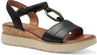 Tamaris WIDE FIT Dames Sandaaltje 8-88718-44 001 Wide Fit Zwart Leer Plateau Sleehak Klittenband 38 EU