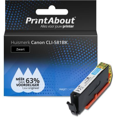 PrintAbout Huismerk CLI-581BK Zwart Inktcartridge voor Canon