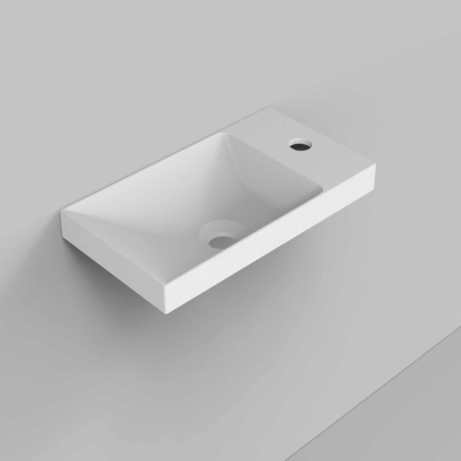 Boss & Wessing Fontein rechthoekig cast marble 40x22x10.6 cm mat wit