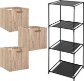 5five Opbergrek Smartrack - met 3x mandjes stof - naturel - 34 x 98 cm