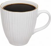 Secret de Gourmet koffie kopjes - Soho - 1x stuks - wit/goud - 360 ml - mokken - porselein