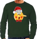 Bellatio Decorations Foute Kersttrui/Sweater Heren - Leugenaar - Groen - Braaf/Stout M
