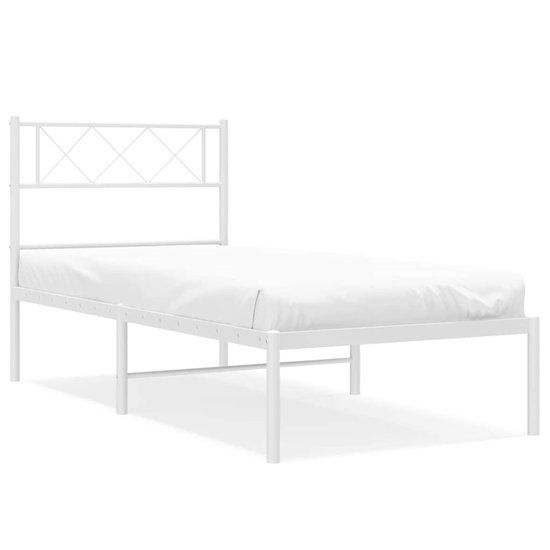 vidaXL Bedframe met hoofdbord metaal wit 100x200 cm