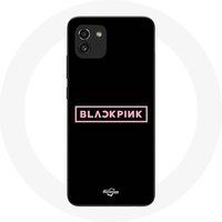Maniacase Etui voor Samsung Galaxy A03 Blackpink K-pop Groep Logo Zwarte Achtergrond