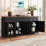 STILVORA Dressoir - Zwart - 160x35x76 cm