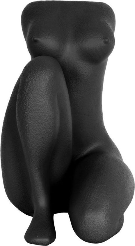 Present Time Sitting Lady Bloempot - Zwart - 22x28x37cm