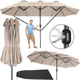 Tectake Dubbele Parasol met Zwengel - 460 x 270 cm - Beige