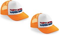 Bellatio Decorations 4x stuks oranje snapback cap/ truckers pet Holland dames en heren - supporter - Koningsdag/ EK/ WK caps