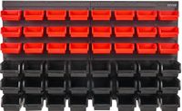 Vevor Stapelboxen, 48 Bakken met Onderdelen, Plankorganizer voor Garage, Plastic Winkelgereedschap met Wandpanelen, Gereedschapsorganizer voor Moeren, Bouten, Schroeven, Spijkers, Kralen, Knopen, Zwart En Rood