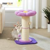 Merkloos / Sans marque Flower Cat Scratching Post with Removable Flower Bed, Spring Ball, Indoor Scratcher with Super Thick Post, Basket & Litter Box