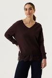 Garcia Femme Pull Uni Marron Manches Longues