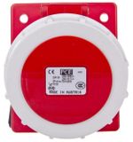 Prise encastrable pour usage commercial, 16A, 5 pôles, 400V, 80x97 mm, rouge, IP67