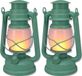 Merkloos / Sans marque Koopman International Stormlantaarn - 2x - batterijen - groen - 15 x 12 x 25 cm - tuinverlichting - camping/outdoor