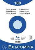 Exacompta Bristol Ref 10316E indexkaarten, A4, 205 g/m², compatibel met printers, blauw, 100 stuks