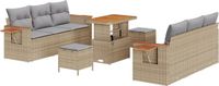 vidaXL Tuinbank Set 9-delig Beige en Lichtgrijs