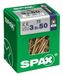 Spax Vis à bois Tête plate 3,5 mm x 50 mm Acier Zinc Jaune Cruciforme Pozidriv CE
