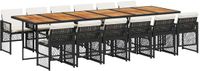 vidaXL 13-delige Tuinset met Kussens, Poly Rattan, Zwart