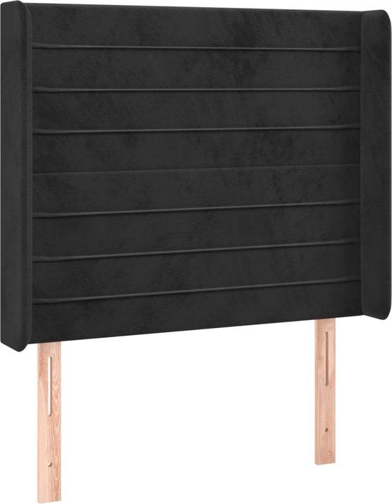 vidaXL Hoofdbord met randen 103x16x118/128 cm fluweel zwart