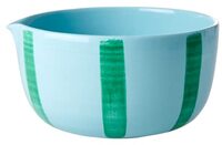 Rice - Ceramic Salad Bowl - Blue w. Green Stripes
