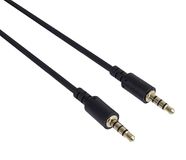 PremiumCord Geluidskabel 3,5 mm 4-polig, voor audio- en spraakoverdracht, maakt het gebruik van een microfoon mogelijk, AUX-headset, audio-aansluitkabel, M/M, lengte 1 m