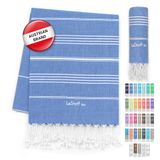 LeStoff Hamamdoek Saunahanddoek, 100% coton bio, 95x180 cm, Bleu Ciel