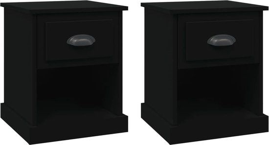vidaXL Nachtkastjes 2 stuks 39x39x47,5 cm Bewerkt Hout Zwart
