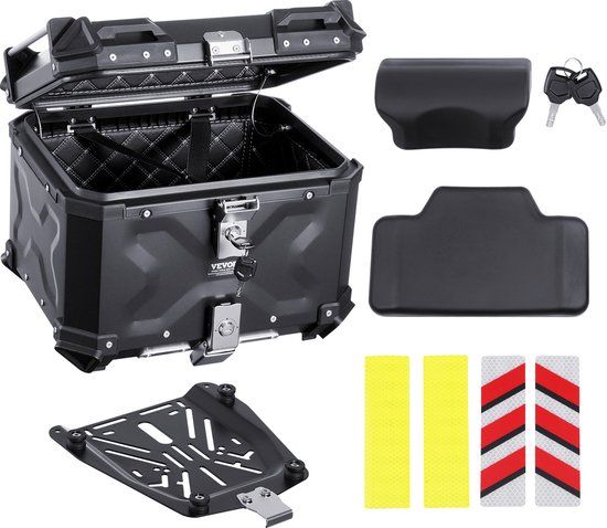 VEVOR Motorkoffer Topkoffer Universele Motortas 45l Topkoffer Aluminium Zwart