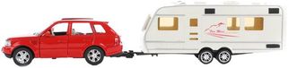 Toi-Toys Voiture à rétropédalage avec caravane 1:48 bleu plastique