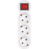 Simon Adapter met schakelaar, 3 stopcontacten, 16 A, 250 V, 3680 W, compact meervoudig stopcontact met aan/uit-besturing voor meer veiligheid en energiebesparing, wit