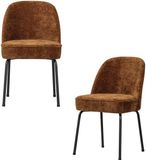 WOOOD Vogue Eetkamerstoelen - Polyester - Midden Bruin - Set van 2