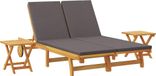 vidaXL Lit de jardin avec coussin, gris foncé, acacia massif