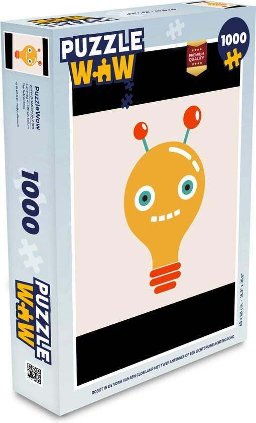 MuchoWow Puzzel Robot - Gloeilamp - Gezicht - Antenne - Legpuzzel - Puzzel 1000 stukjes volwassenen - Sinterklaas cadeautjes - Sinterklaas voor grote kinderen