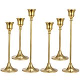 Anndason Set of 6 Gold Taper Candle Holders