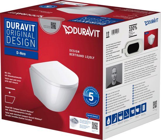 Duravit D-Neo Closetcombinatie 45880900A1 | Modern | RVS | 5 jaar garantie