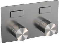 Brauer Brushed Carving - 2-weg inbouwthermostaat met drukknoppen - RVS Geborsteld PVD