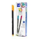 Plus Office 10 viltstiften met fijne punt, 0,4 mm, ideaal voor schrijven, schilderen en tekenen, schoolstiften met fijne punt, kleurrijke inkt op waterbasis (neonoranje)