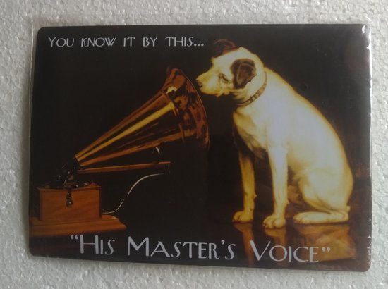 Metalen ansichtkaart His master's voice - Zwart - 15 x 21 cm